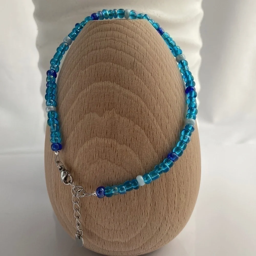 BEADED Anklet Blue